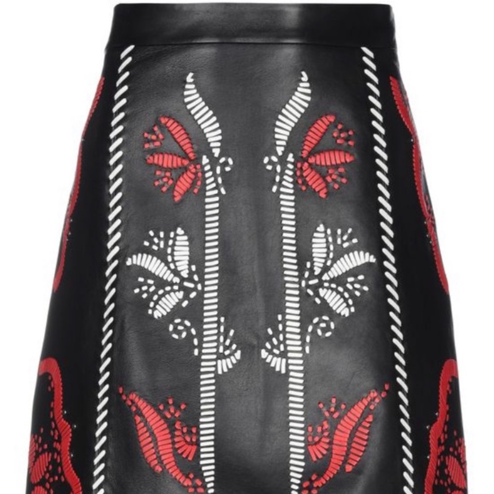 Drome Knee Length Leather Skirt
